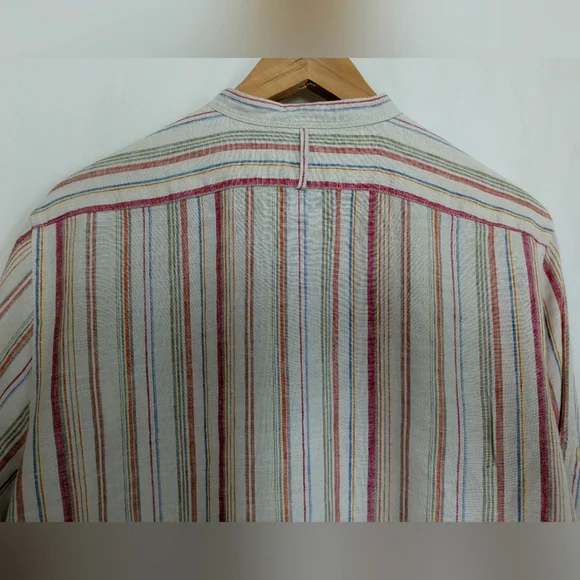 Lauren Ralph Lauren Women's Linen Button Tunic Relaxed Large Striped - Picture 5 of 11